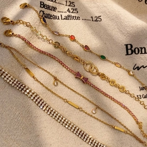 Elegant gold-plated adjustable bracelets set featuring colorful zircons and crystal butterfly