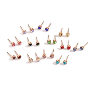 Lot de boucles d'oreilles rondes colorées avec placage à l'or rose et cristaux brillants
