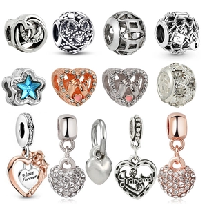 Exquisite S925 silver hollow heart charms and star pendants with rose gold accents