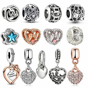 Alloy Rhinestone Hollow Heart Star Charm Beads For DIY Bracelet Necklace Making Enamel Pave Jewelry Accessories Women