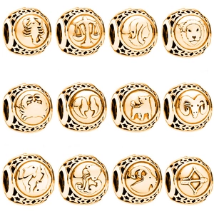Golden zodiac sign charms set with hollow stars for DIY jewelry bracelets