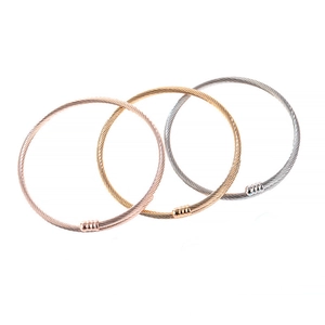 Ensemble de 3 bracelets câbles torsadés en acier inoxydable argent, or et or rose