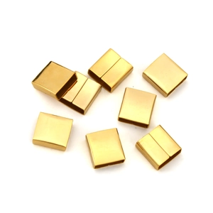 Fermoirs magnétiques rectangulaires en or poli pour bracelets en maille d'acier de 10mm