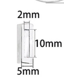 Vue macro du fermoir en acier inoxydable 10mm pour bracelet de montre avec mesures