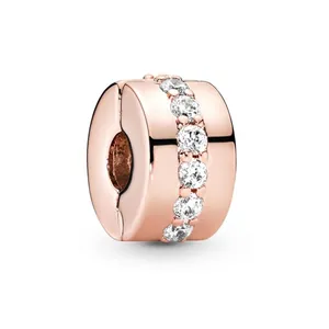Roségold-Perle mit glitzernden Zirkonia-Steinen für DIY-Schmuckherstellung