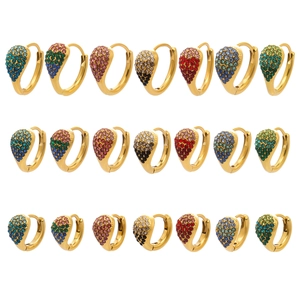 Boucles d'oreilles créoles goutte en acier inoxydable doré 18k avec zircons colorés
