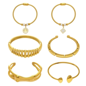 Set di sei bracciali in oro acciaio inossidabile con ciondoli albero della vita e motivi geometrici