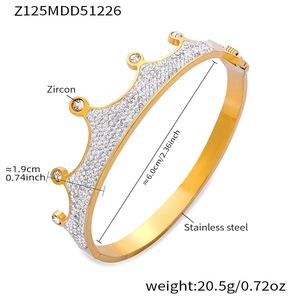 Detailansicht des 18k vergoldeten Kronenarmbands mit vollbesetztem 5A-Zirkonia-Inlay