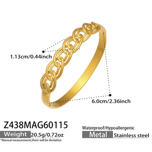 Détails techniques du bracelet géométrique en acier inoxydable plaqué or 18k