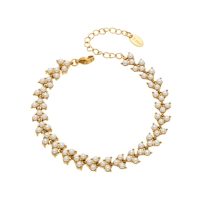 Bracelet minimaliste en acier doré 18k avec grappes de perles d'imitation blanches