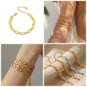 Vues détaillées des bracelets à fleurs ajourées en or et argent avec gravure K18