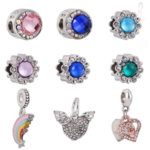 Alloy Rhinestone Enamel DIY Charms For Pstyle Bracelet Necklace Making Women Fashion Jewelry Heart Flower Star Rainbow Pendants