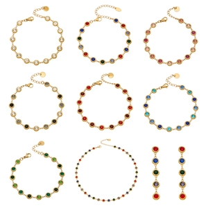 Luxuriöses Edelstahl Schmuckset mit 5A Zirkonia Armbändern und bunten Quastenohrringen