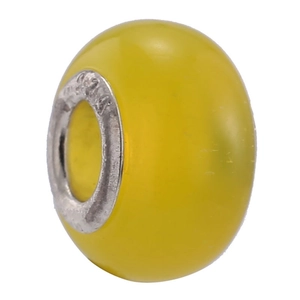 Translucent yellow cat eye bead with S925 sterling silver core for DIY jewelry