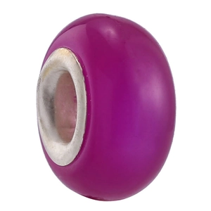 Macro shot of rose purple DIY beaded jewelry accessory with a polished silver metal core