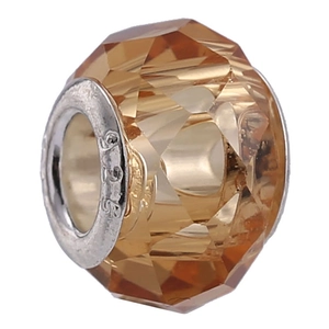 Champagne crystal faceted bead with 925 silver core for DIY children charm bracelets