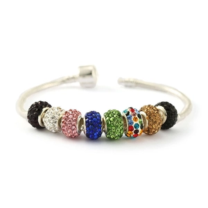 High Quality Clay Ball Rhinestone Charms Large Hole Beads For DIY Bracelet Making Silver Plated Crystal Jewelry Making