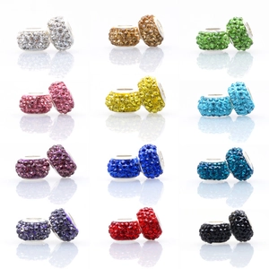 Set of 24 colorful crystal rhinestone charms beads for DIY bracelets and necklaces
