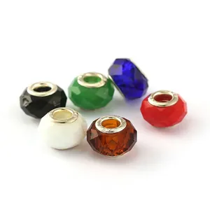Faceted Resin Large Hole Beads With Core DIY Charms For Bracelet Necklace Jewelry Making Women Kids