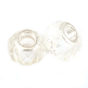 Detailed macro view of S925 sterling silver core and faceted transparent crystal beads