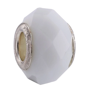 S925 sterling silver faceted white resin charm bead for DIY jewelry making