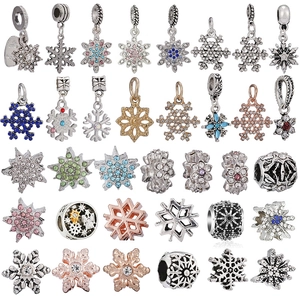 Alloy Christmas Snowflake Charms Rhinestone Enamel Pendants For DIY Jewelry Making Bracelet Necklace Accessories For Women