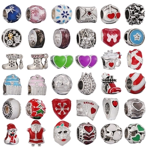 Kerstmis Legering Emaille Kralen Kerstman Sneeuwpop Sneeuwvlok Patroon DIY Charm Hanger Armband Sieraden Maken Accessoires Voor Vrouwen Kinderen