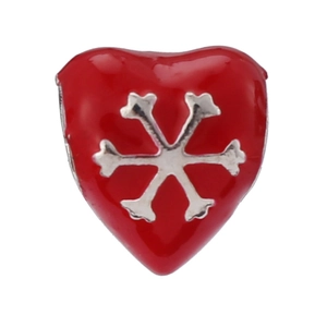 Rode emaille hartvormige bedel met zilveren sneeuwvlok voor kerst sieraden DIY