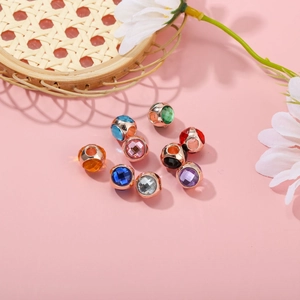 Rose Gold Alloy Faceted Crystal Large Hole Charm Beads For DIY Bracelet Necklace Jewelry Making Women Kids Handcrafted Gift