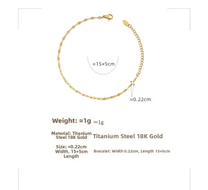 Makroansicht des goldenen Titanstahl-Lippenarmbands mit 0,22 cm Breite und Maßen