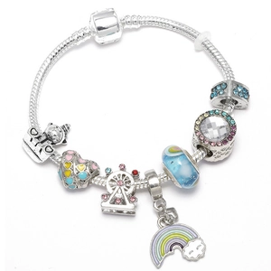 Bracciale con ciondoli arcobaleno con pendente a ruota panoramica e perline smaltate