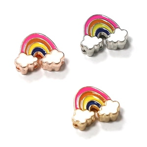 Rainbow cloud charm pendant with colorful enamel for 10mm stainless steel mesh bracelet