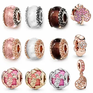 Perles Charm en Verre de Murano Design Coeur Bulles Plqué Or Rose Argent Perles DIY pour Bracelet Collier Bijoux Femme Cadeau