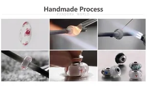 Processus artisanal de perles en verre violet avec noyau en argent S925 pour bracelets
