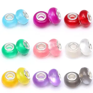 Verzilverde Legering Plastic Europese Grote Gat Kralen Voor DIY Armband Ketting Sieraden Maken Vrouwen Kinderen Cadeau