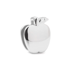 Polished silver apple charm pendant for 10mm stainless steel silicone keeper bracelets