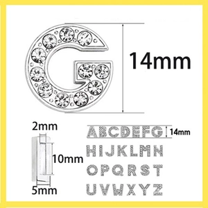 Detalles de dimensiones de letra G con diamantes 14mm y ranura 10x2mm para pulseras DIY