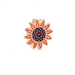 DIY sunflower charm for 10mm silicone bracelets made of gold plated alloy with enamel detail