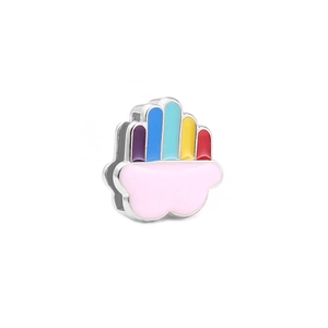 DIY colorful enamel rainbow charm with stainless steel base for keeper bracelet