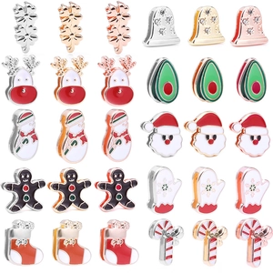 Christmas Enamel Alloy Charms For 10mm Mesh Bracelet DIY Reindeer Santa Snowman Avocado Flower Rhinestone Jewelry Accessories