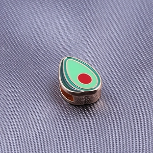 Enamel avocado charm in gold plating for 10mm slide bracelets and jewelry making