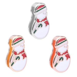 Detail of Christmas snowman charms with red enamel and candy canes for 10mm bracelet