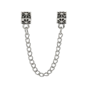 Cadena de seguridad de metal plateado con flores caladas para pulseras DIY