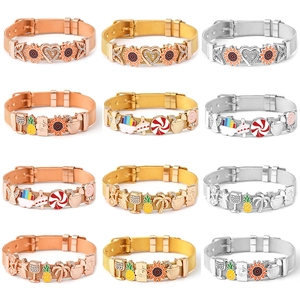Edelstahl Netzarmband Mit Legierung DIY Charms Strass Emaille Sommer Tropisch Herz Damen Mode Schmuck