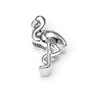 Polished silver flamingo charm bead made of stainless steel for DIY mesh bracelet