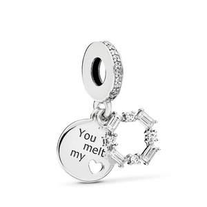 Starry sky and blue balloon charm with engraved heart pendant and cubic zirconia gems
