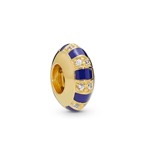 Blauer Emaille-Charm mit Zirkonia-Steinen in 18K Gold vergoldeter Ausführung