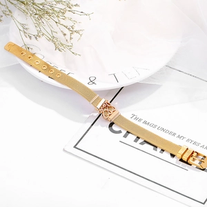 Verstellbares 10mm Gold-Edelstahl-Netzarmband mit hohlem Schmetterlingsanhänger