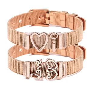 Edelstahl Mesh Armband Für Damen Herren Herz Liebe Schlüssel Anhänger Verstellbar Milanese Geflochtenes Armband Mode Schmuck