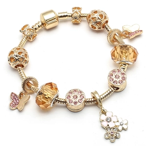 Silber Herz Schmetterling Anhänger Armband Für Damen Blume Beaded Schlangen Kette Armband Mode Schmuck Romantisches Geschenk